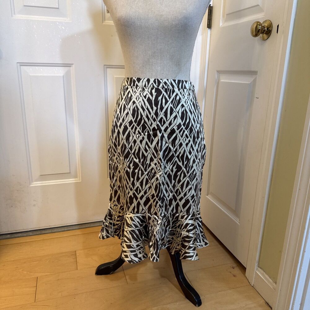 CHOCOLATE BROWN 100% SILK SKIRT joel & elliot size 4 women’s print silk skirt